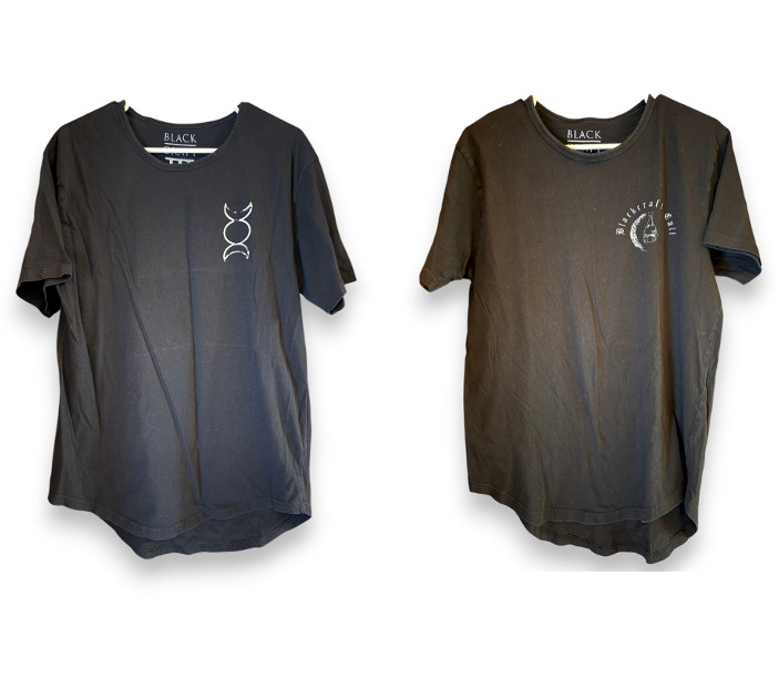 2pc Black Craft Cult II & III Graphic T-Shirts Size LARGE Black Bats Triple Moon