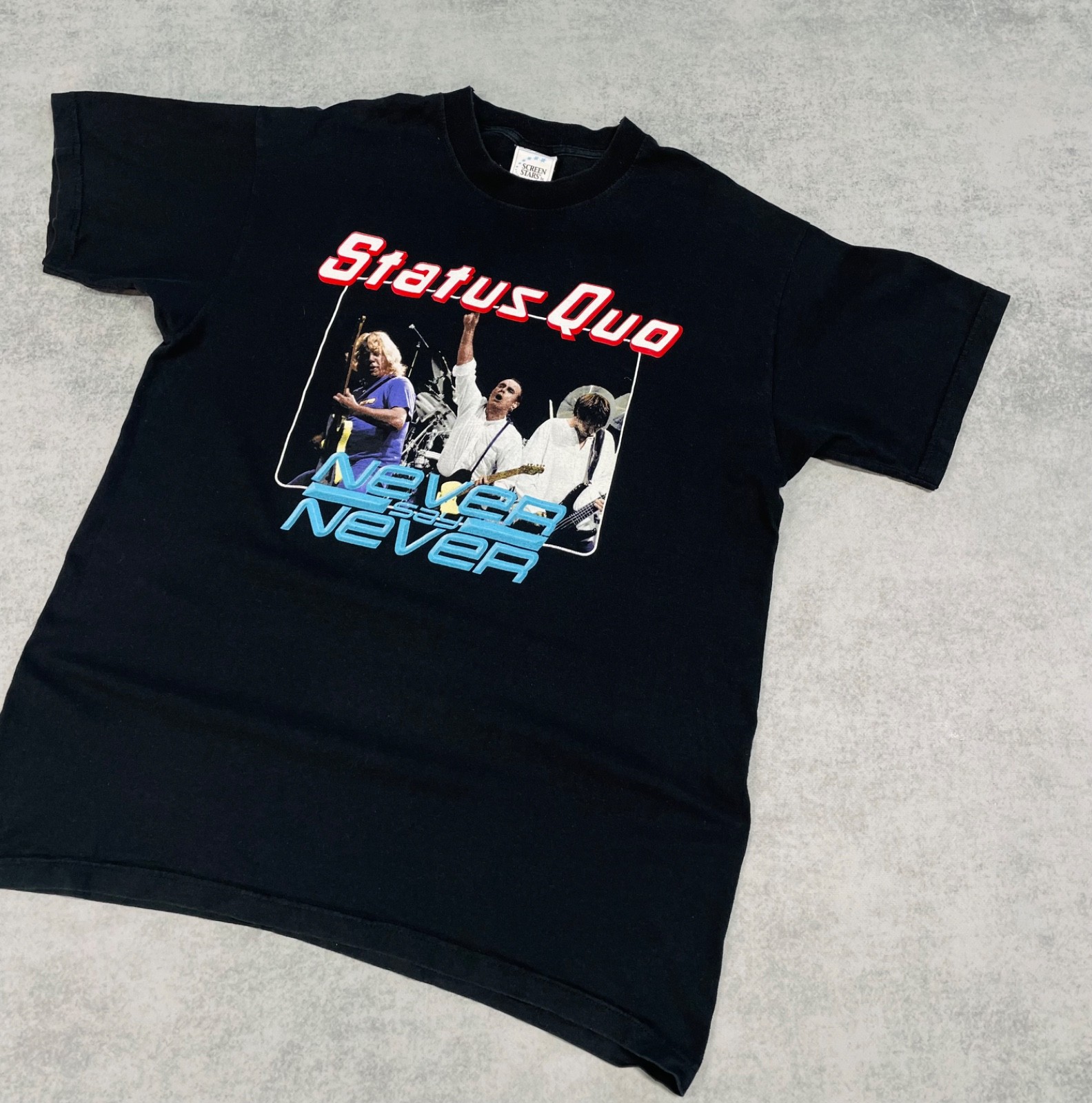 Vintage Status QUE Never Say Never 2001 Tour Band T-Shirt Men’s Size L