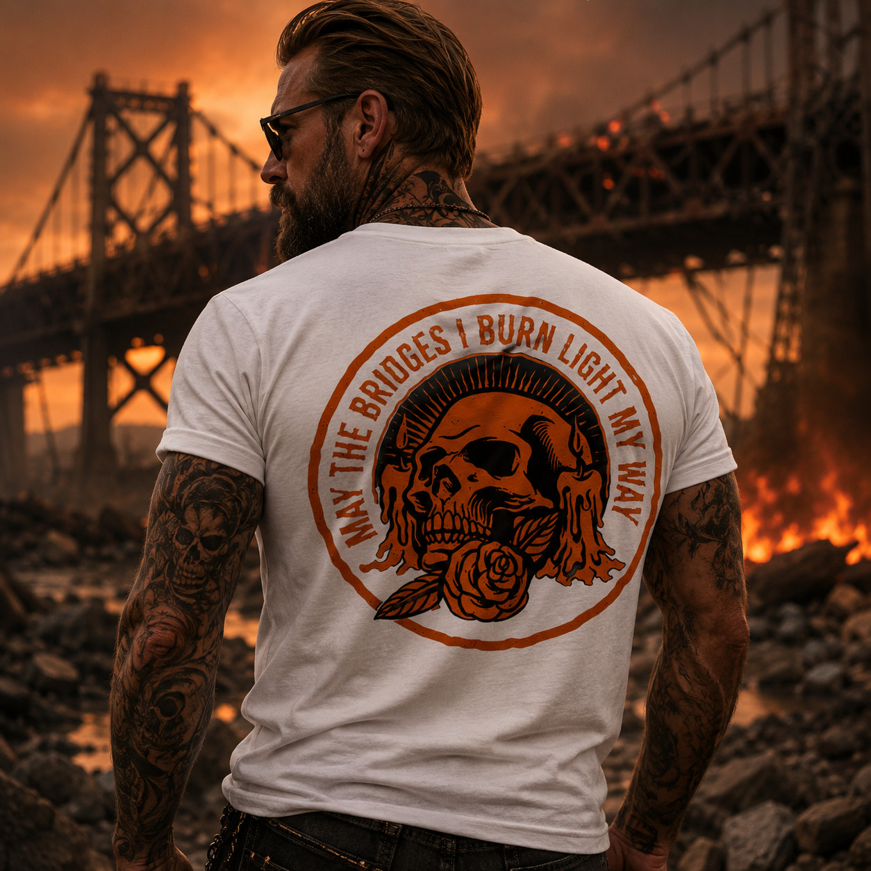 May The Bridges I Burn Light My Way Skull Graphic Tee