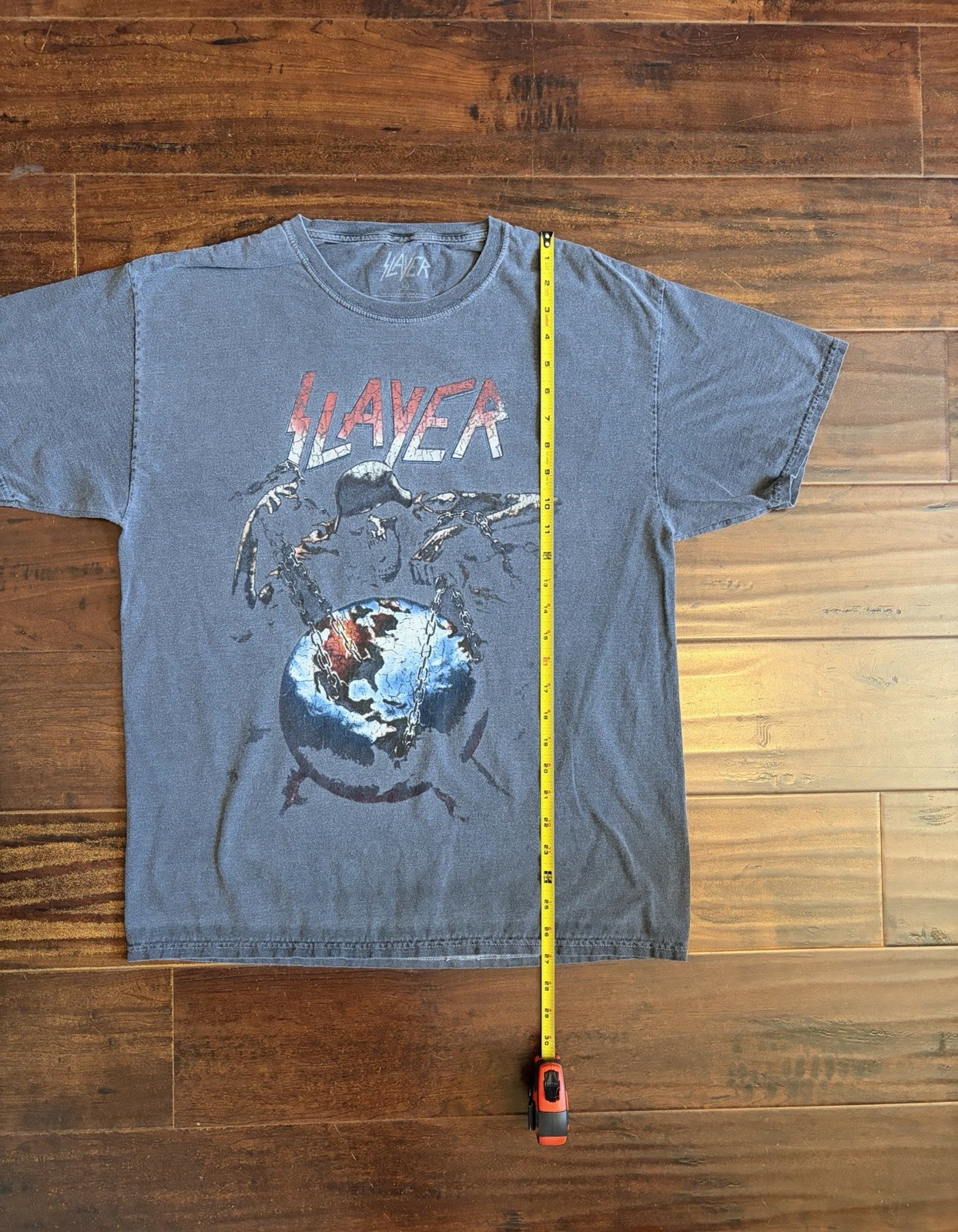 Faded Slayer Band Tee sz L measurements pictured