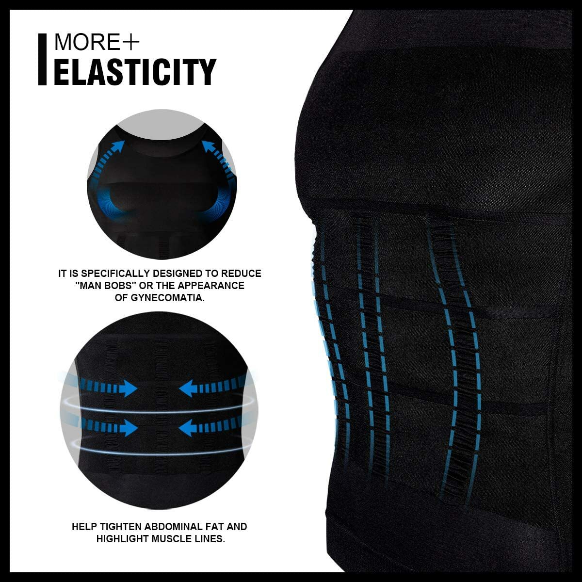 Men Slimming Body Shaper Vest Gynecomastia Compression Shirts Tummy Control Tops