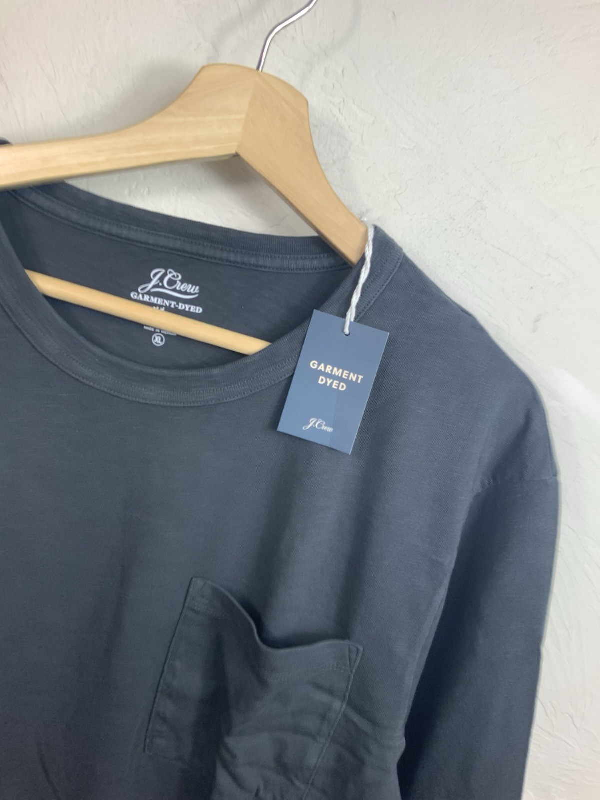 J.Crew Mens Garment Dyed Long Sleeve Pocket T-Shirt XL Dark Slate Grey NWT