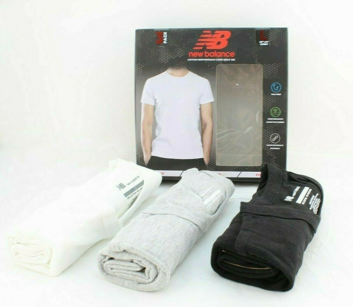 NEW BALANCE Size S (34-36) 3-Pk Classic Fit Crew Neck Men’s T-shirts RETAIL $40