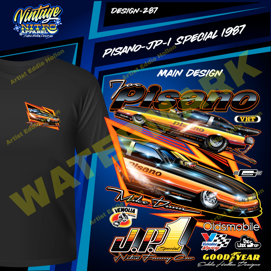 Joe Pisano Mike Dunn JP-1 Special 87 Nitro Funny Car T-Shirt (287)