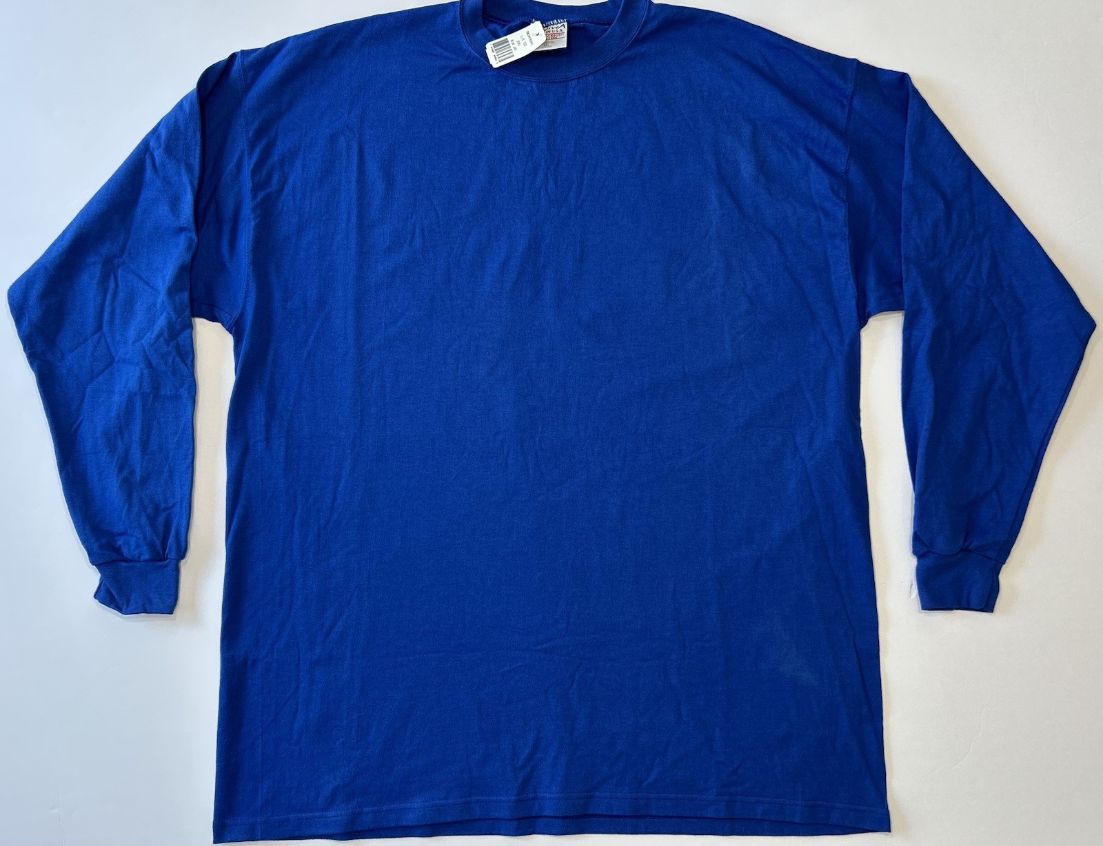 NOS Vintage 90s PLUMA Heavyweight 100% Cotton Blue Long Sleeve T Shirt XXL USA