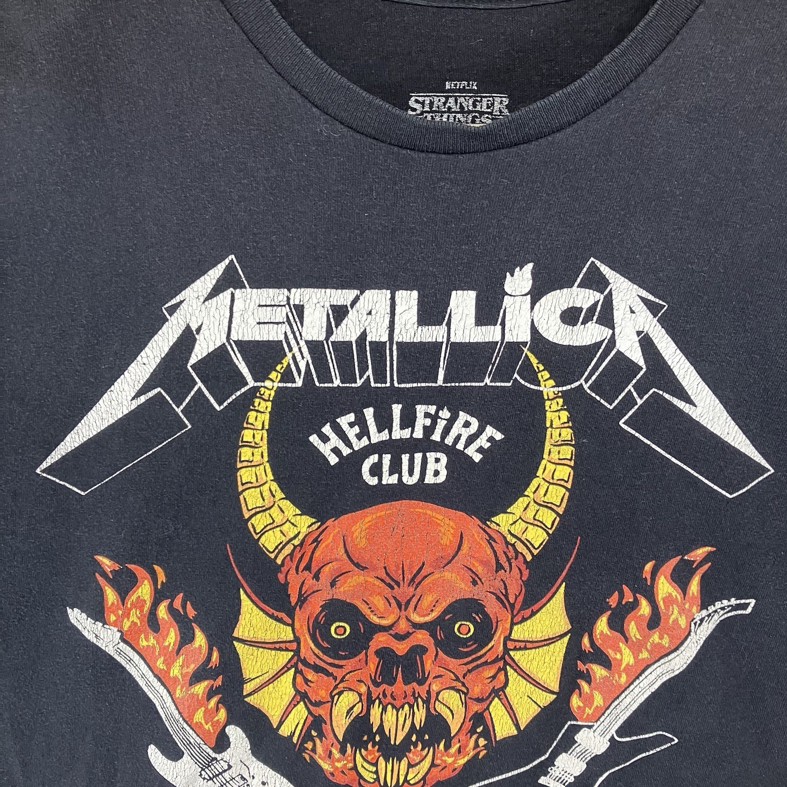 Stranger Things X Metallica Size M 100% Cotton Black Shirt Hellfire Club