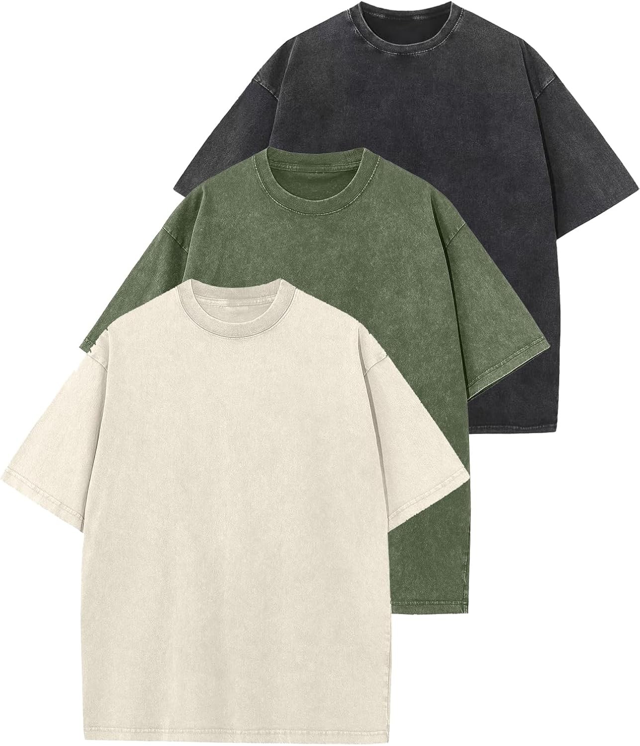 3 Pack Men’s Oversized Vintage T-Shirts – Loose Fit Casual Short Sleeve Tops
