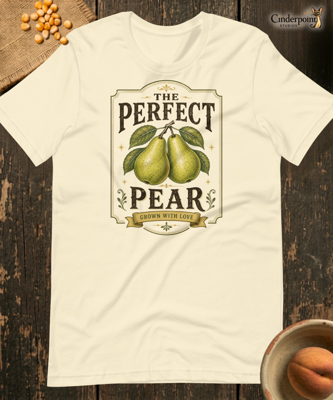 The Perfect Pear T-Shirt Retro Fruit Crate Label Romantic Cottagecore Tee XS-4X