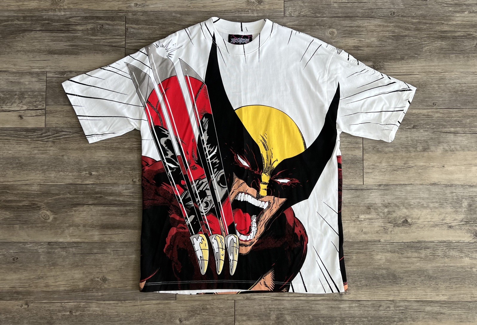 Marvel Deadpool & Wolverine AOP Mega Print Tee by Ssymptom – Size Medium – Used