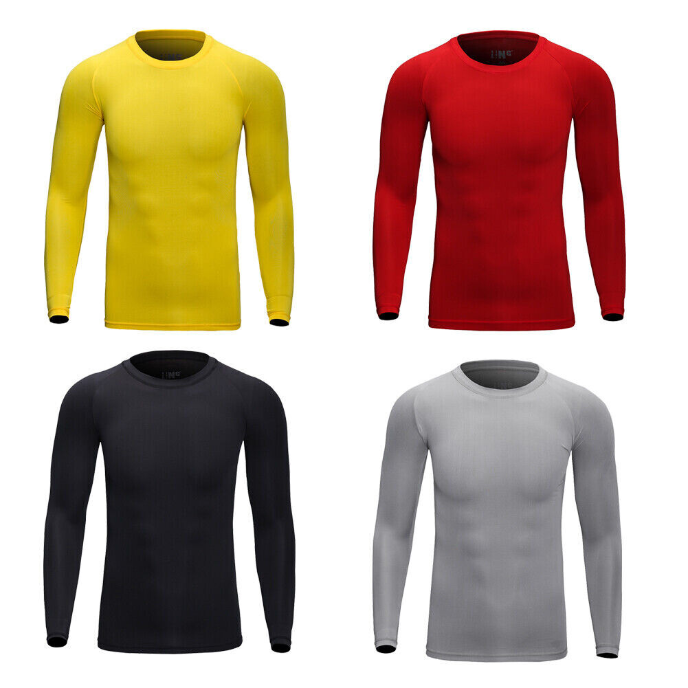 Men’s Winte Warmer Long Sleeve Moisture Wicking T-Shirt Gym Tight Shirt Liner US