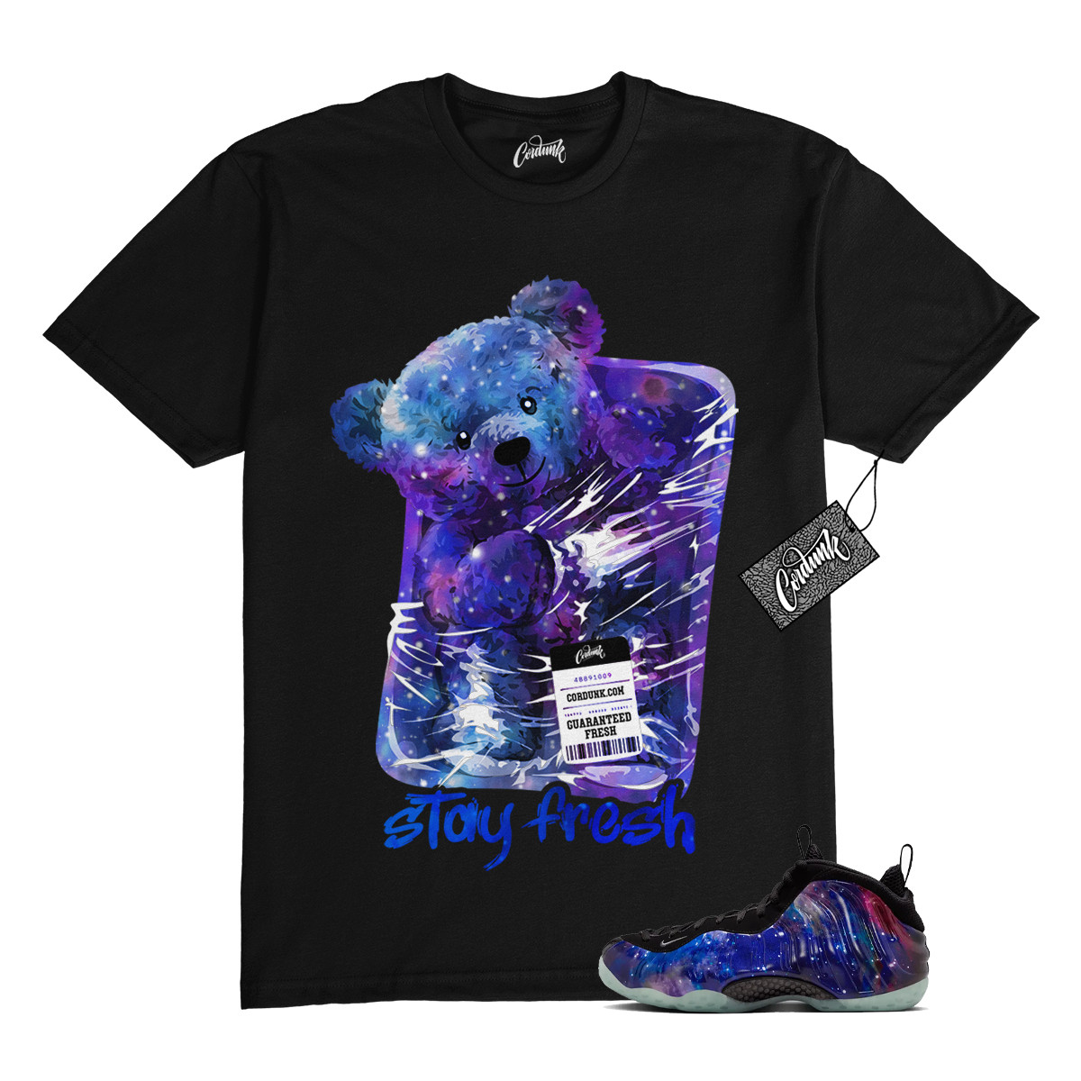 Galaxy Foamposite One Zoom Rookie Obsidian Black Anthracite T Shirt Match STAY