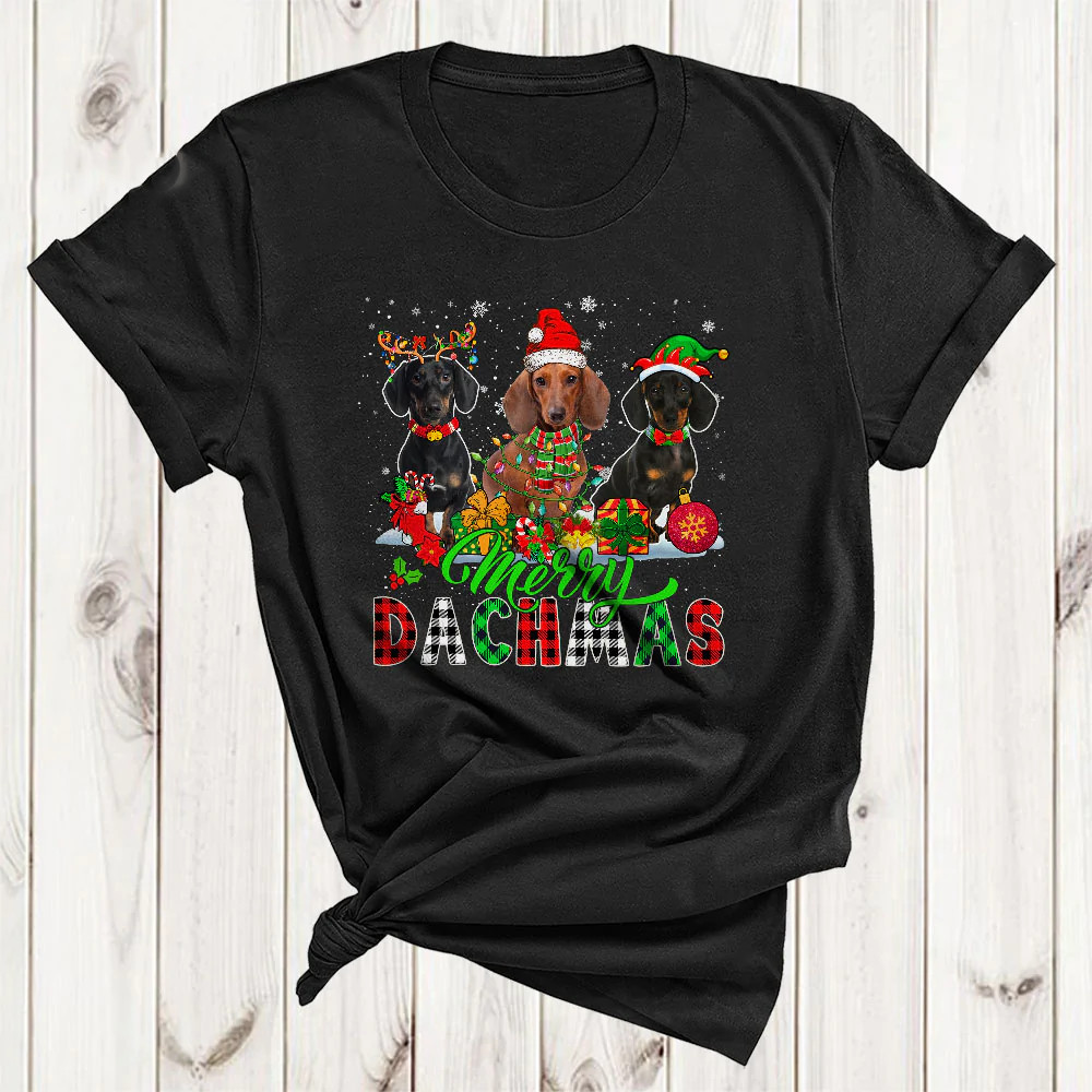 Merry Dachmas Funny Cute Christmas Dog Lover S-234XL T-shirt