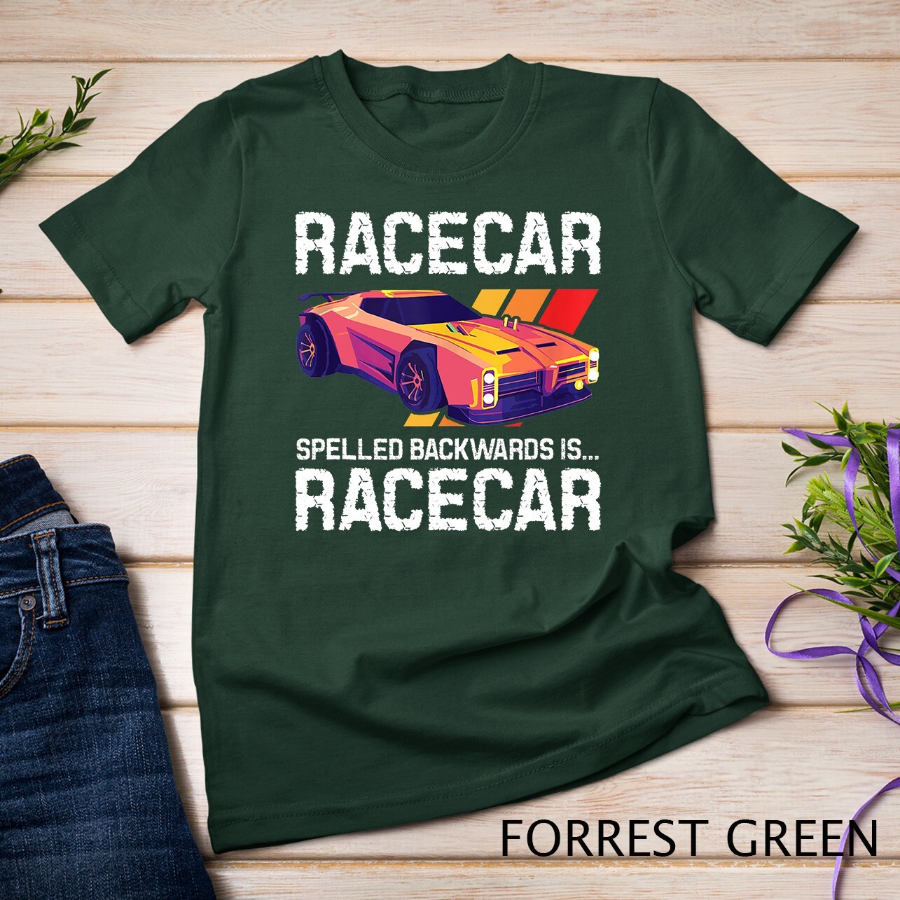 Racecar Spelled Backwards – Car Racer Mechanic Racing Race Unisex T-shirt