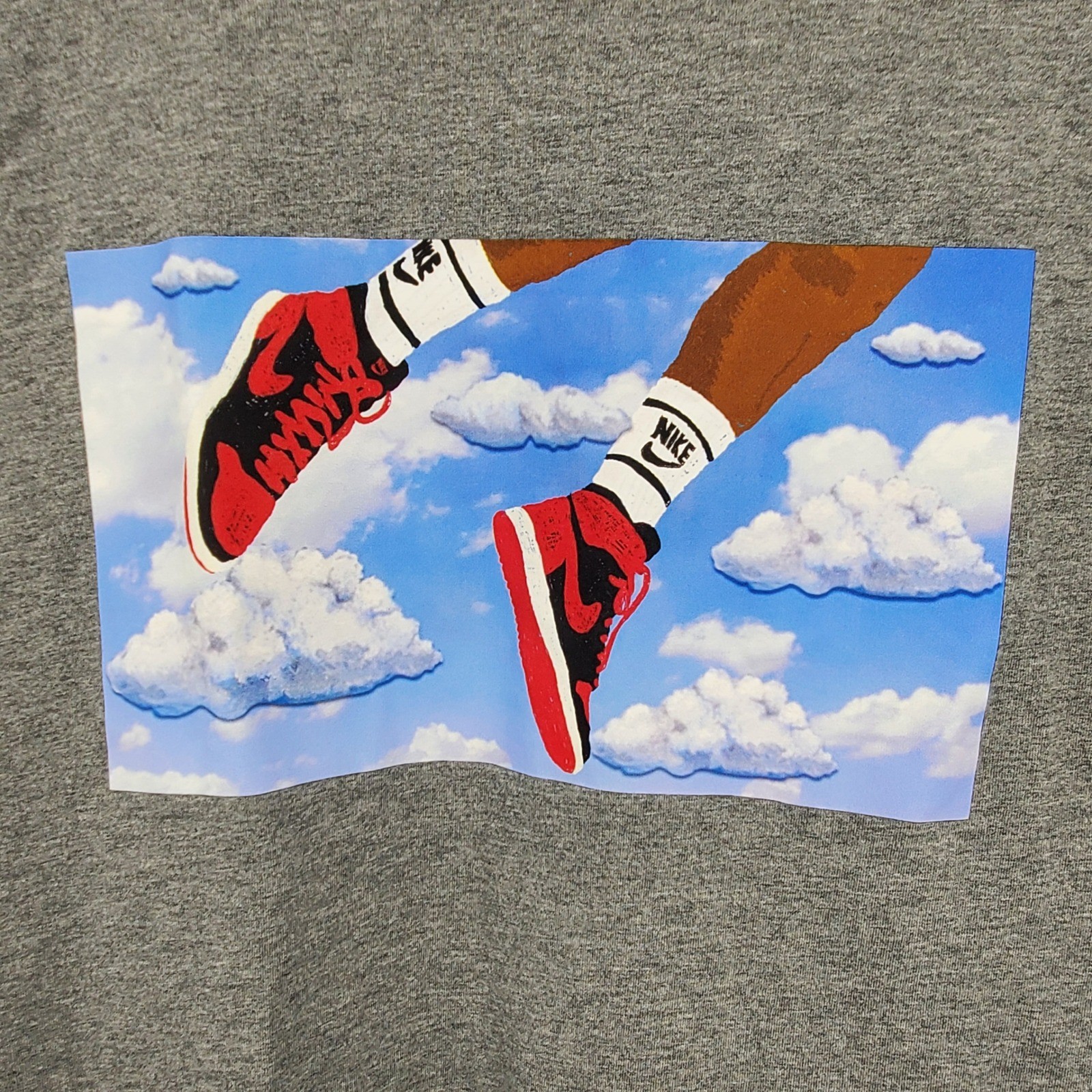 Jordan Gray Flight Skyborne AJ1 Bred Sky Graphic T-Shirt Mens Small Jumpman Tee
