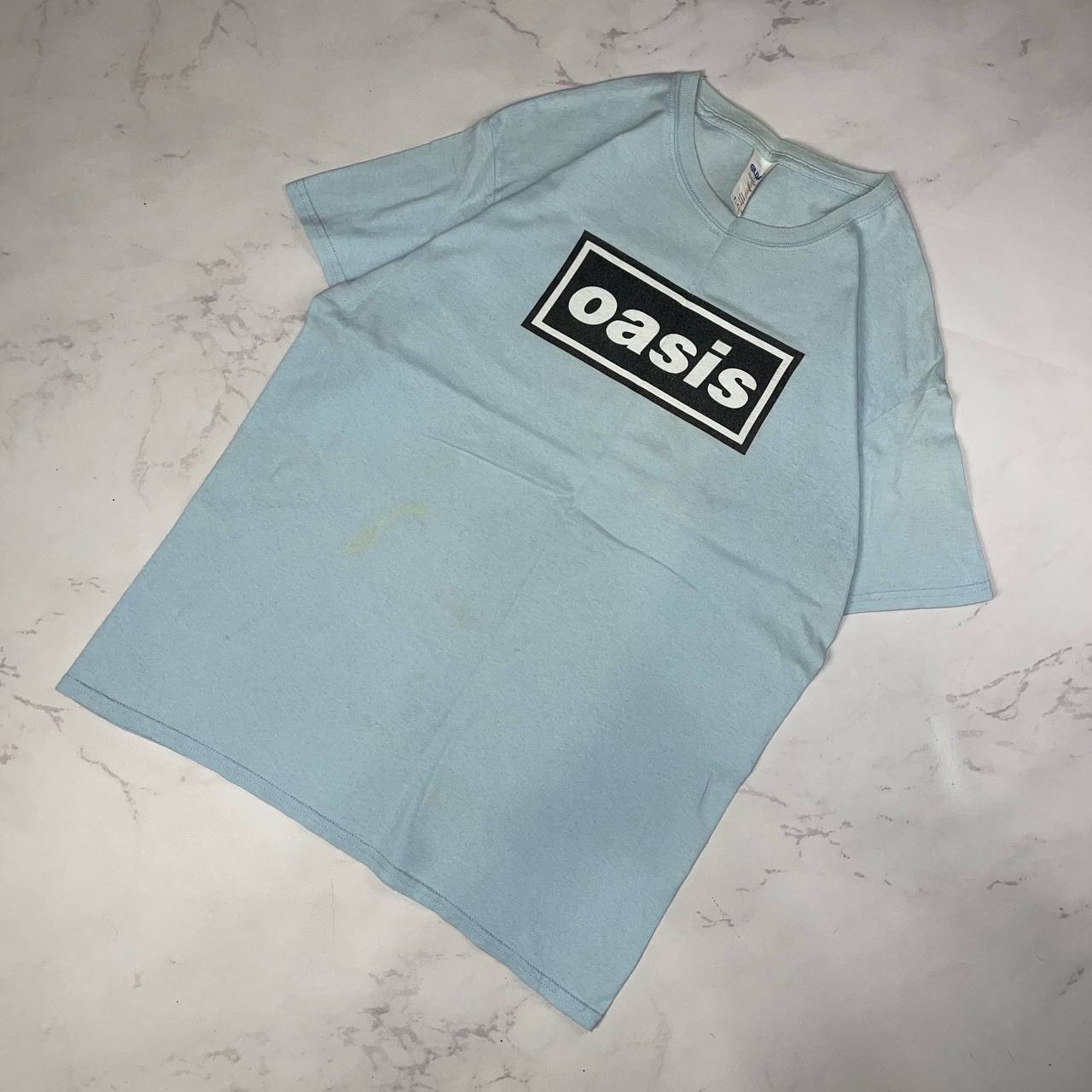 Vintage T-shirt Oasis Classic Band Logo Blue Size M Y2K Casual tee