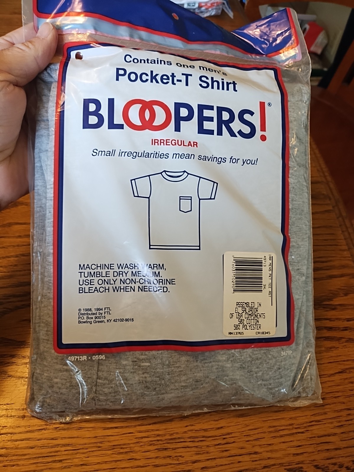New 1994 Vtg FOTL Bloopers Pocket Shirt XXXL T-Shirt Irregular 50/50 Cotton Poly