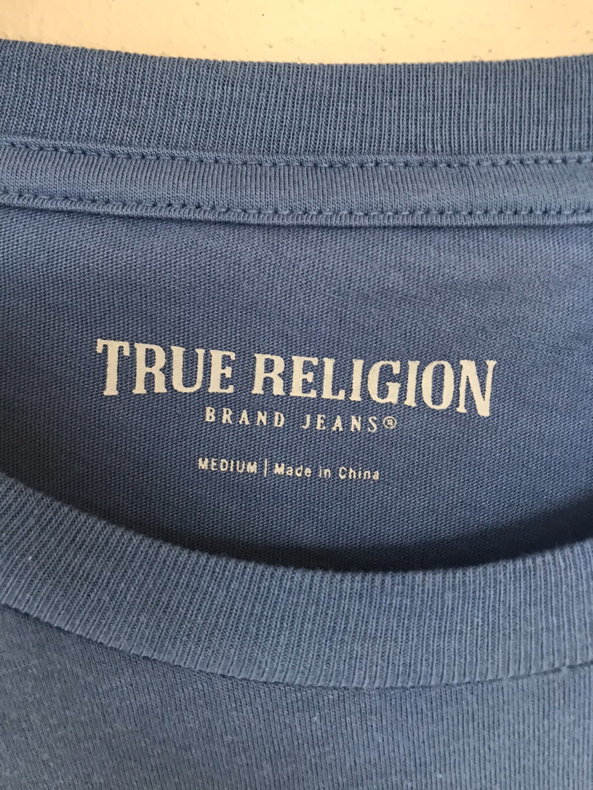 New True Religion Jeans T-Shirt Blue Foil Mens Short Sleeve Size Medium NWT $59