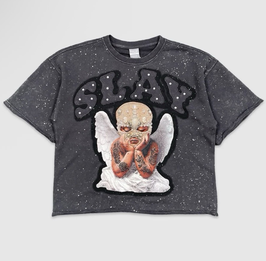 Men’s Cropped Taker Digital Puff Print T-Shirt in Black/Dark Gray, Size M, L, XL