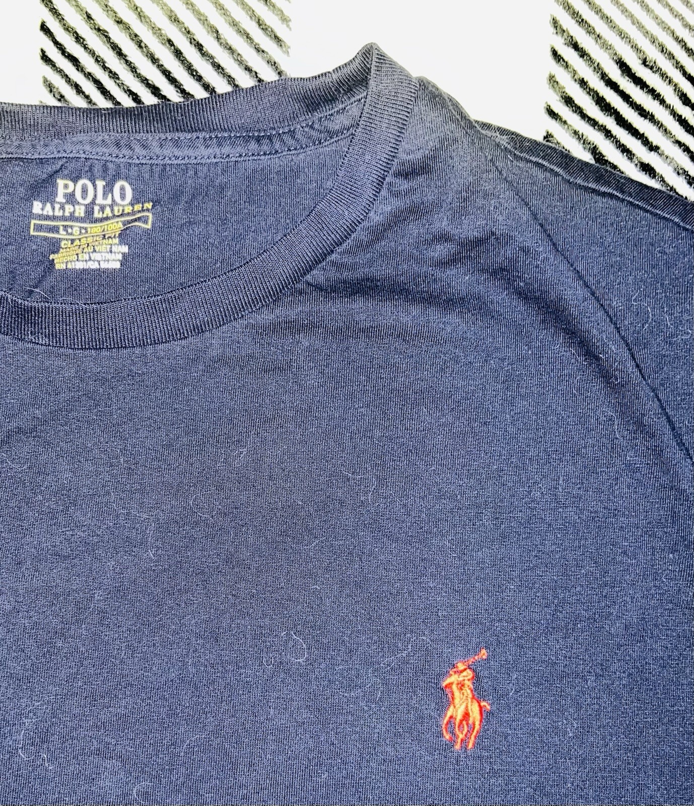 Polo Ralph Lauren Navy Black Short Sleeve Cotton Red Horse Logo Men’s T-Shirt L