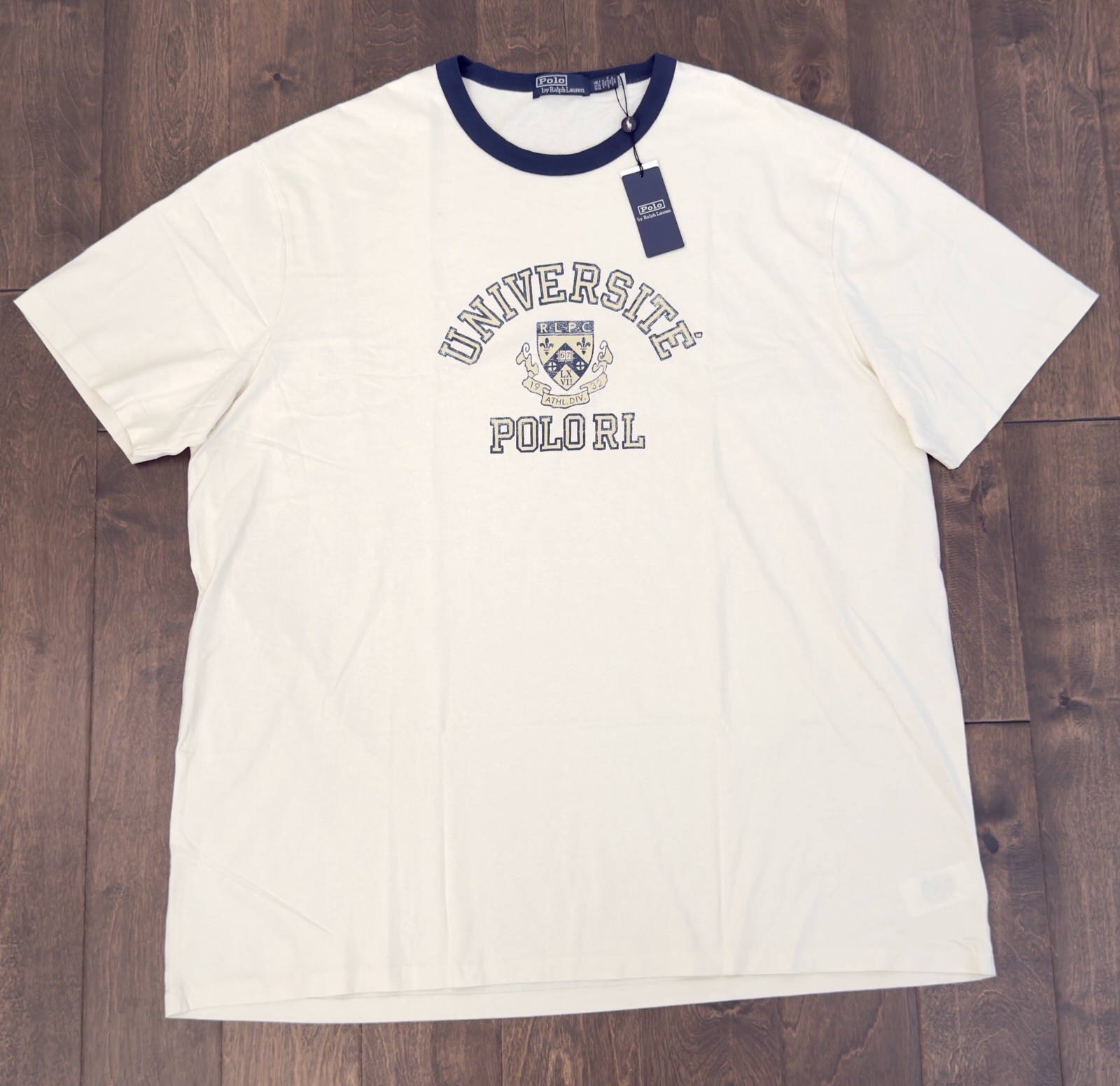 NWT Polo Ralph Lauren Mens University Of Polo White T-shirt Crest Logo Size 3XLT