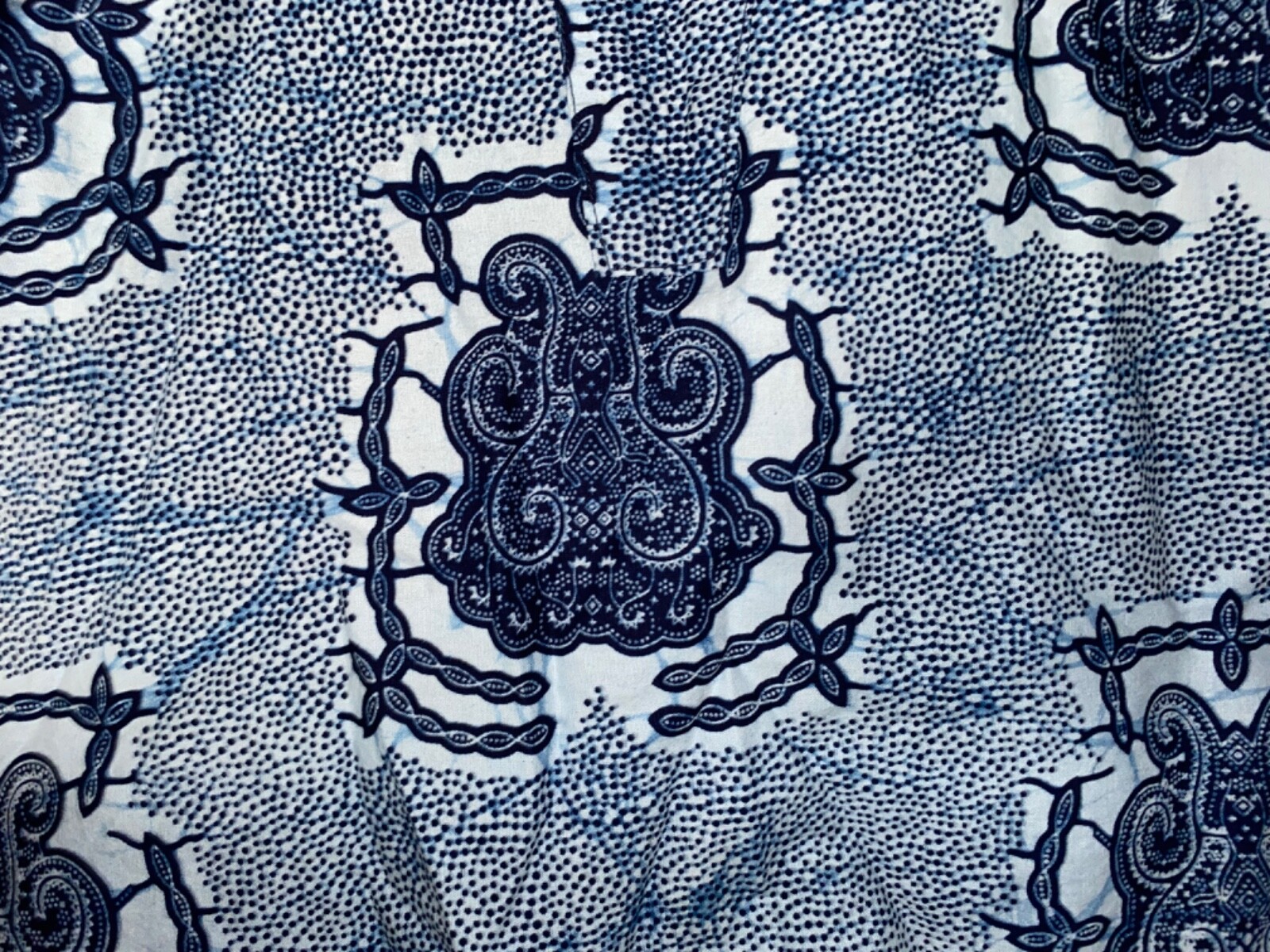 Cool design Pattern African Ghana ? Handmade Home hang Made shirt BLUE top M L ?