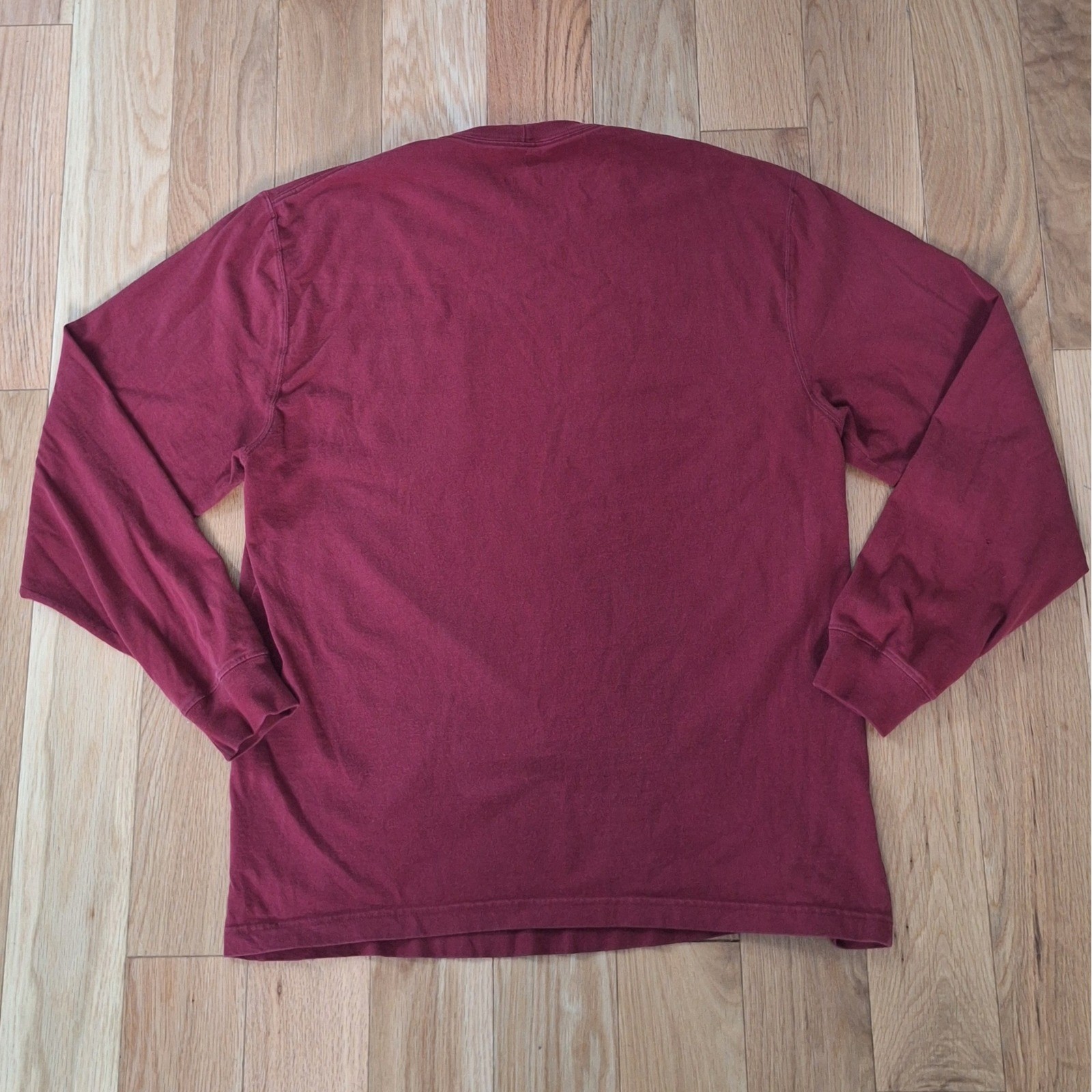 Carhartt Mens Long Sleeve Pocket T-Shirt Maroon Burgundy Original Fit Size M