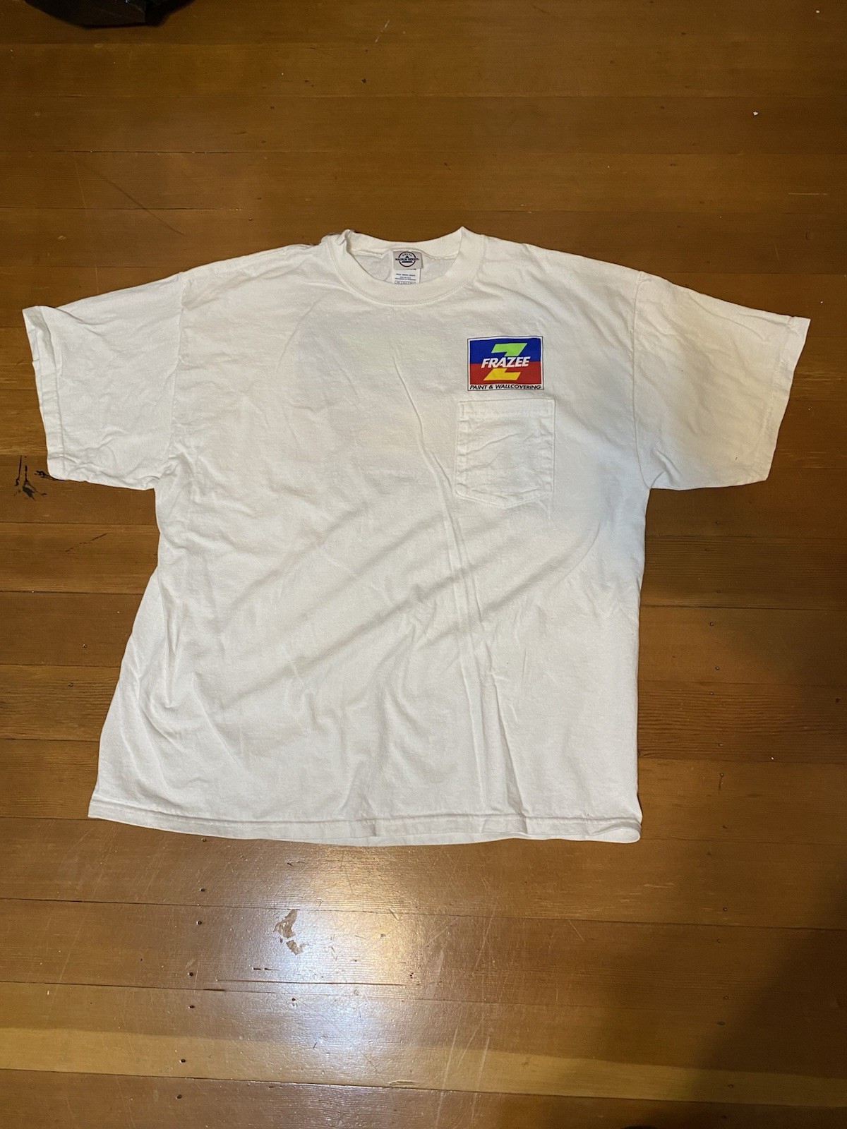 Frazee Paint & Wallcovering Employee Uniform White Pocket T Shirt Size XL