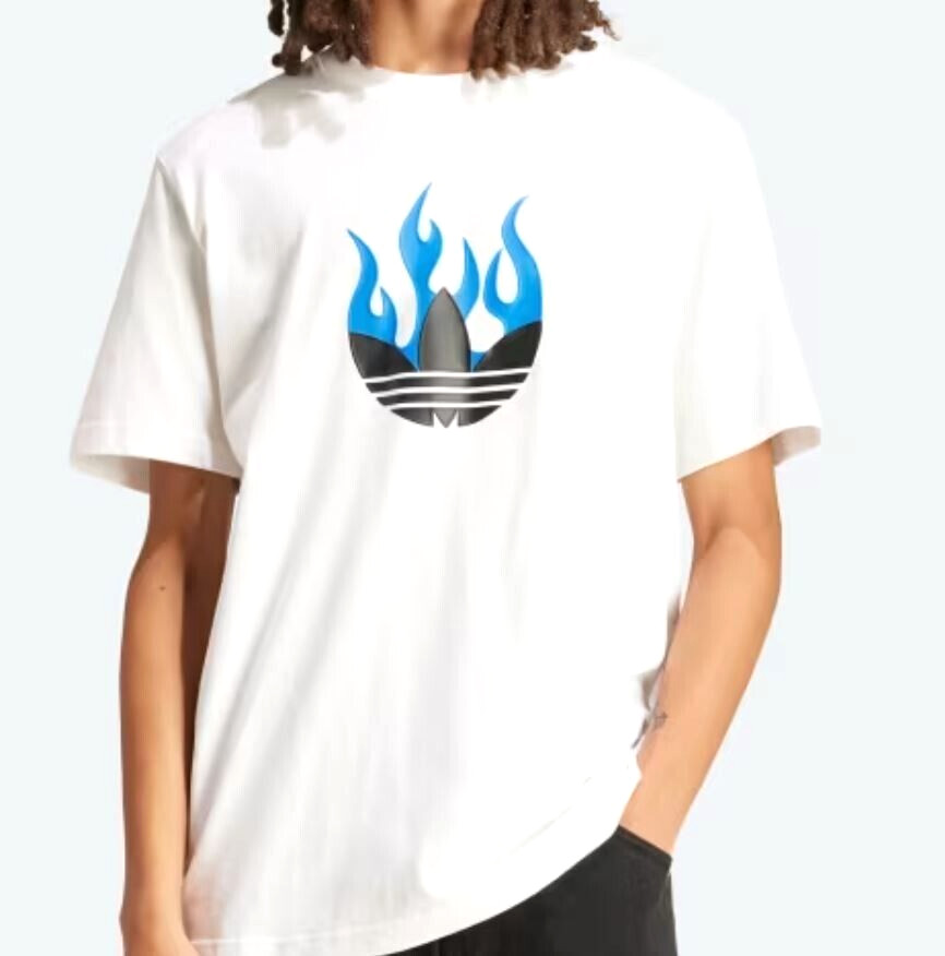 NEW MEN’S ADIDAS ORIGINALS TREFOIL FIRE LOGO TEE SHIRT ~SIZE LARGE #IS2944