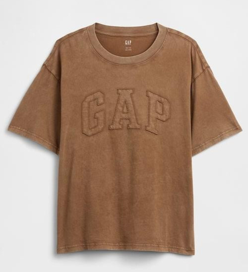 Gap Shirt Mens Small Brown Boxy Tee GAP Logo Everyday Soft Relaxed Fit $35 MSRP