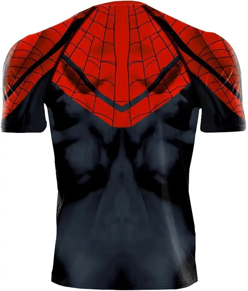 Men’s T-shirts Spider Superhero Compression Tights Short Sleeve Tops Tee Gym