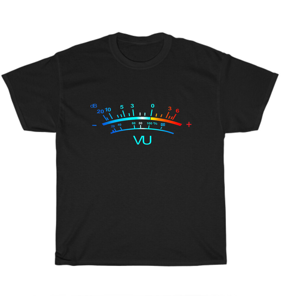 VU Meter dB DJ T-Shirt Mens Cotton Shirt Funny Tee Gift 8 Sizes 12 Colors NEW