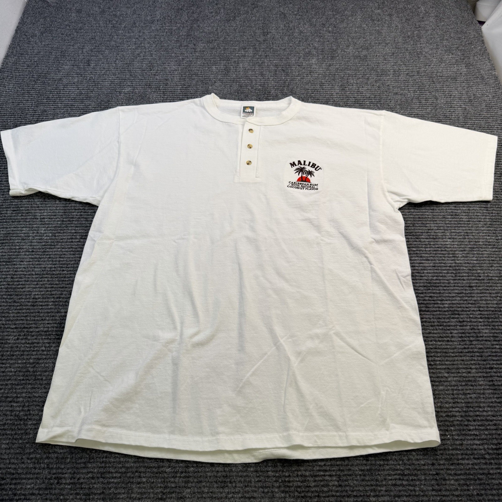 Vintage Malibu Caribbean Rum Henley Shirt Men’s Size XL Promo Advertisement NWOT