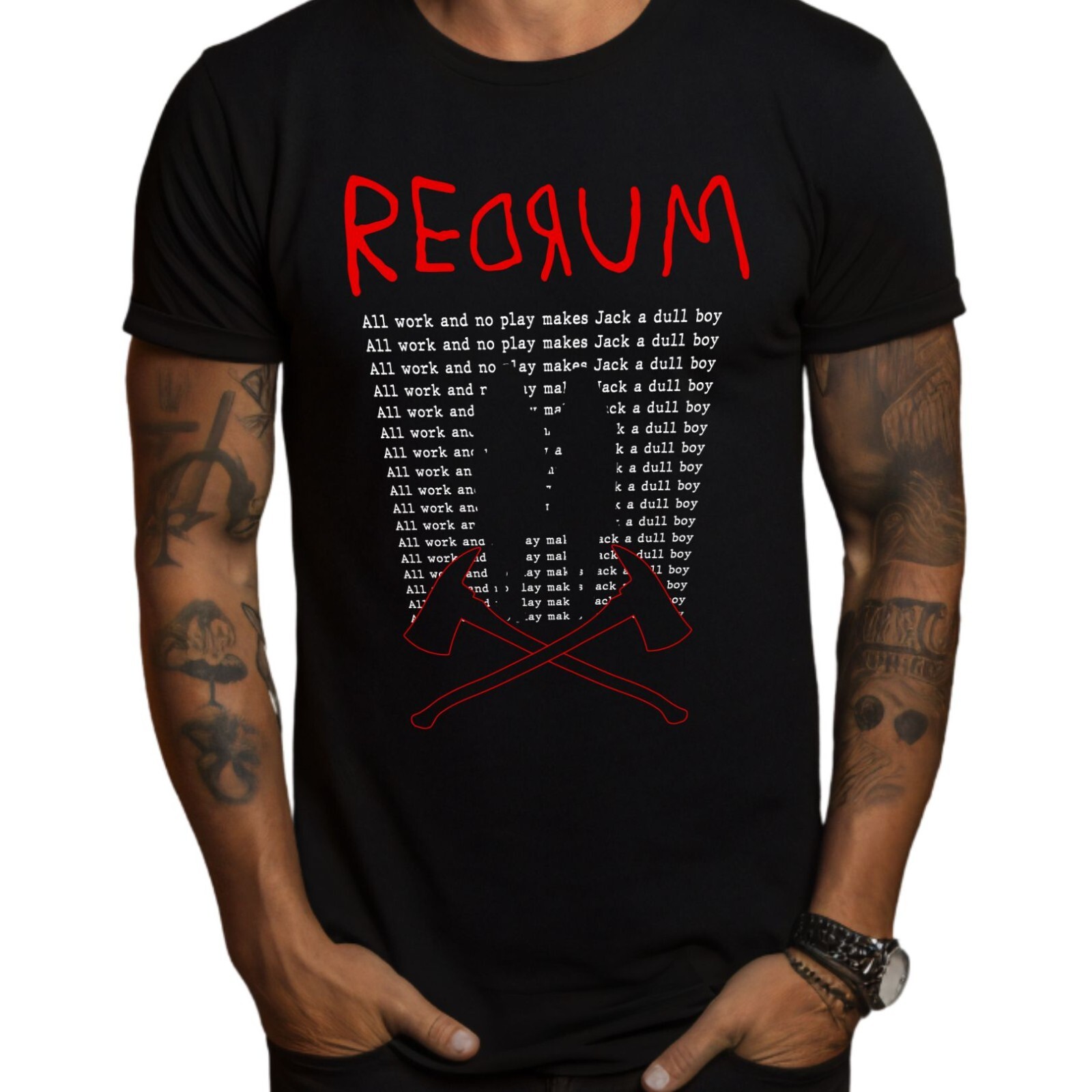 The Shining Redrum All Work and No Play Horror Movie T-Shirt Black S-3XL
