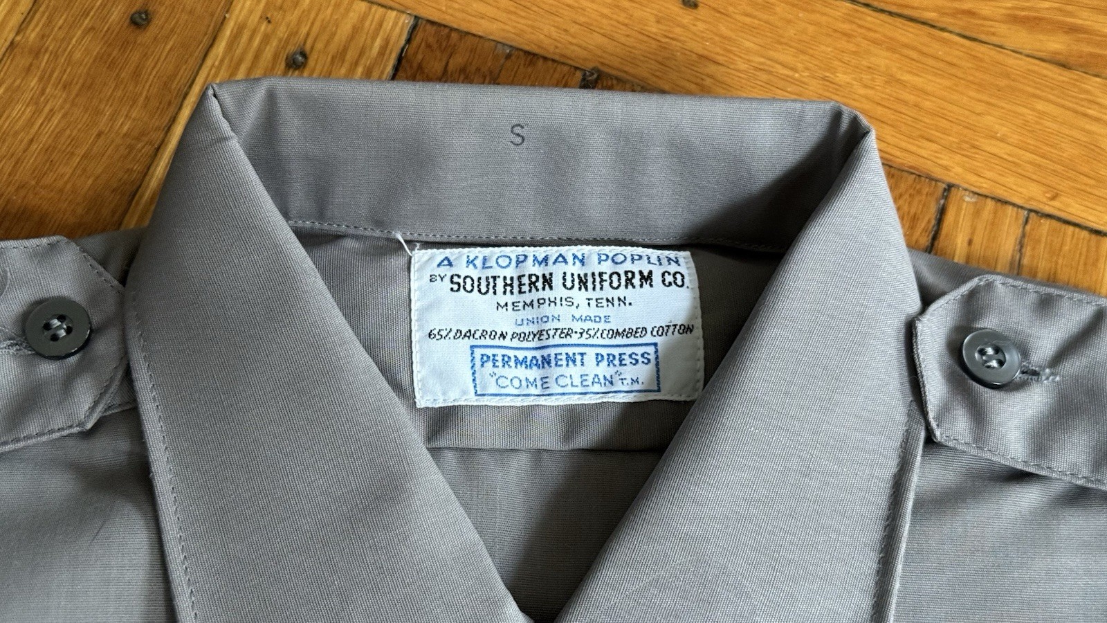 1960s Vintage Klopman Poplin Gray Work Shirt NOS Deadstock USA Small