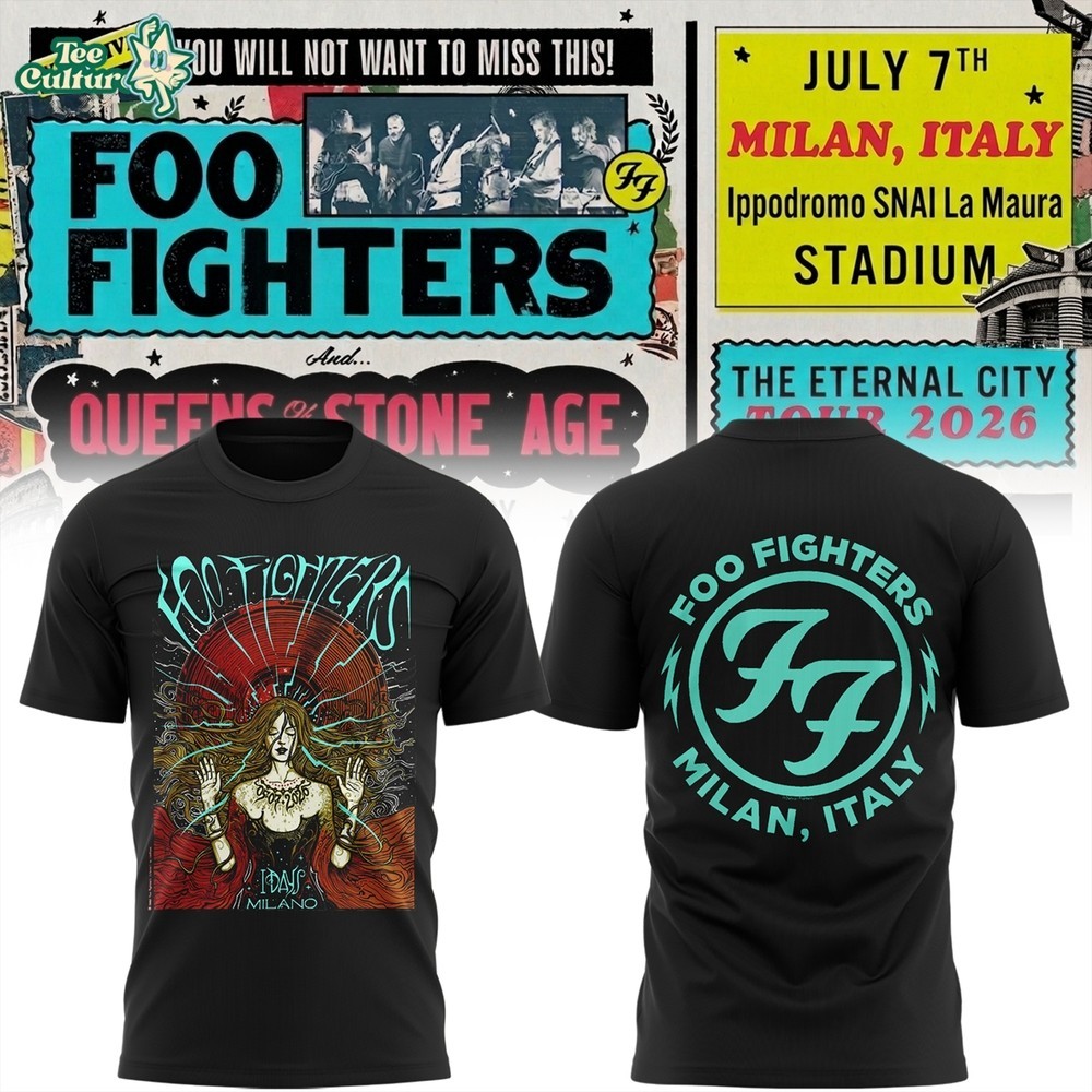 Foo Fighters Shirt I-Days Milano 2026 Concert Tour T-Shirt Black S-2XL