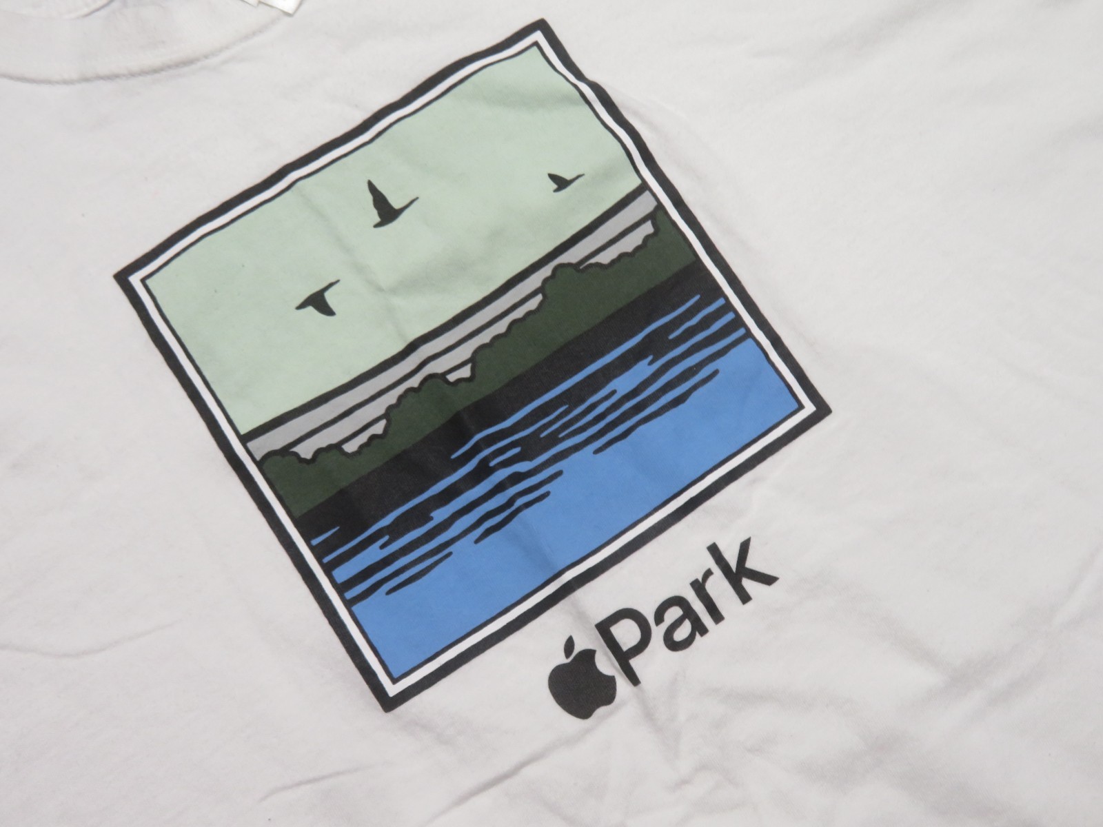 Apple Park Pond T-Shirt (White / Multi), 100% Cotton Size 3XL Men Pre Owned