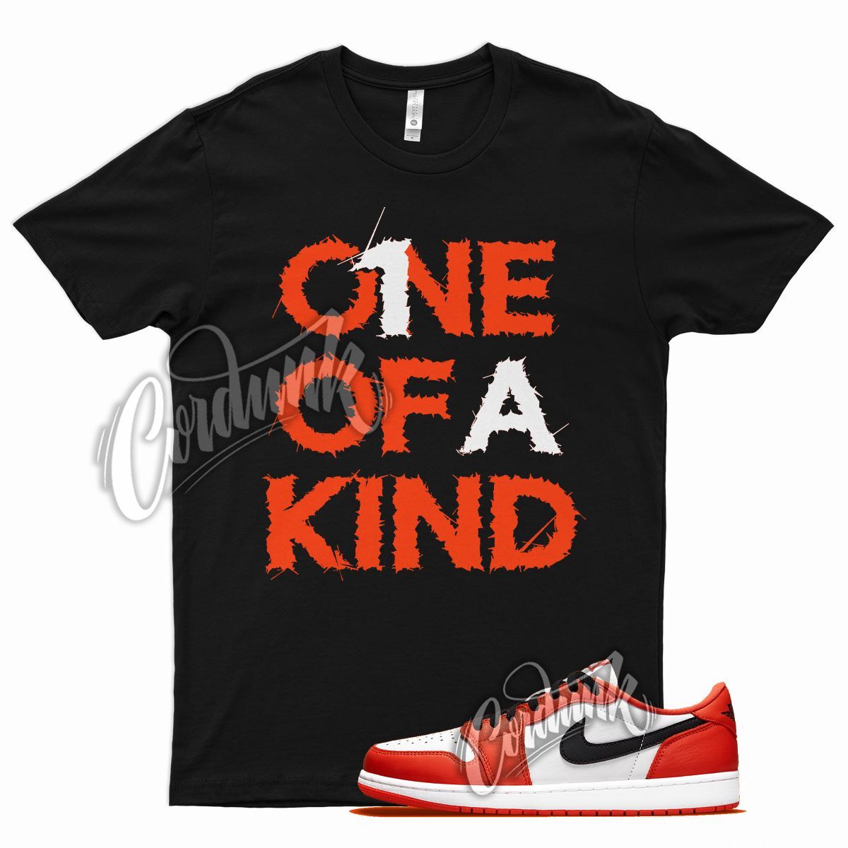 Black 1OAK T Shirt for Air J1 1 Low OG Starfish Orange White