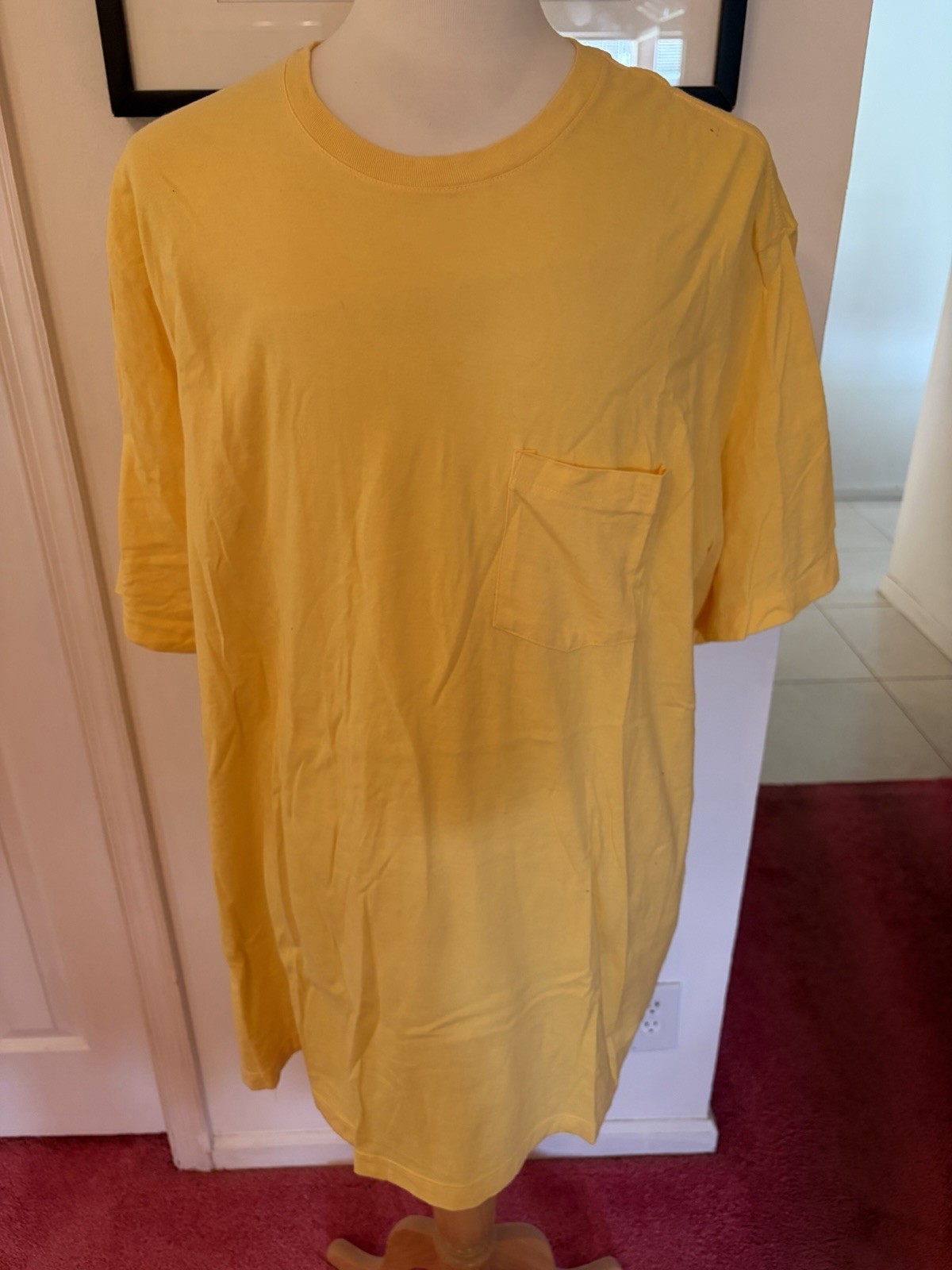 Basic Editions Men’s 3XLT T-Shirt Pastel Yellow Crew Neck Pocket Tee Big & Tall