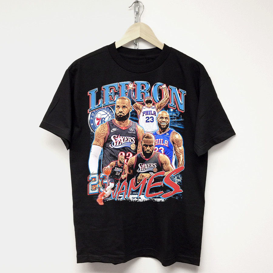 Lebron James Philadelphia 76ers graphic t-shirt vintage rap tee hip hop jersey