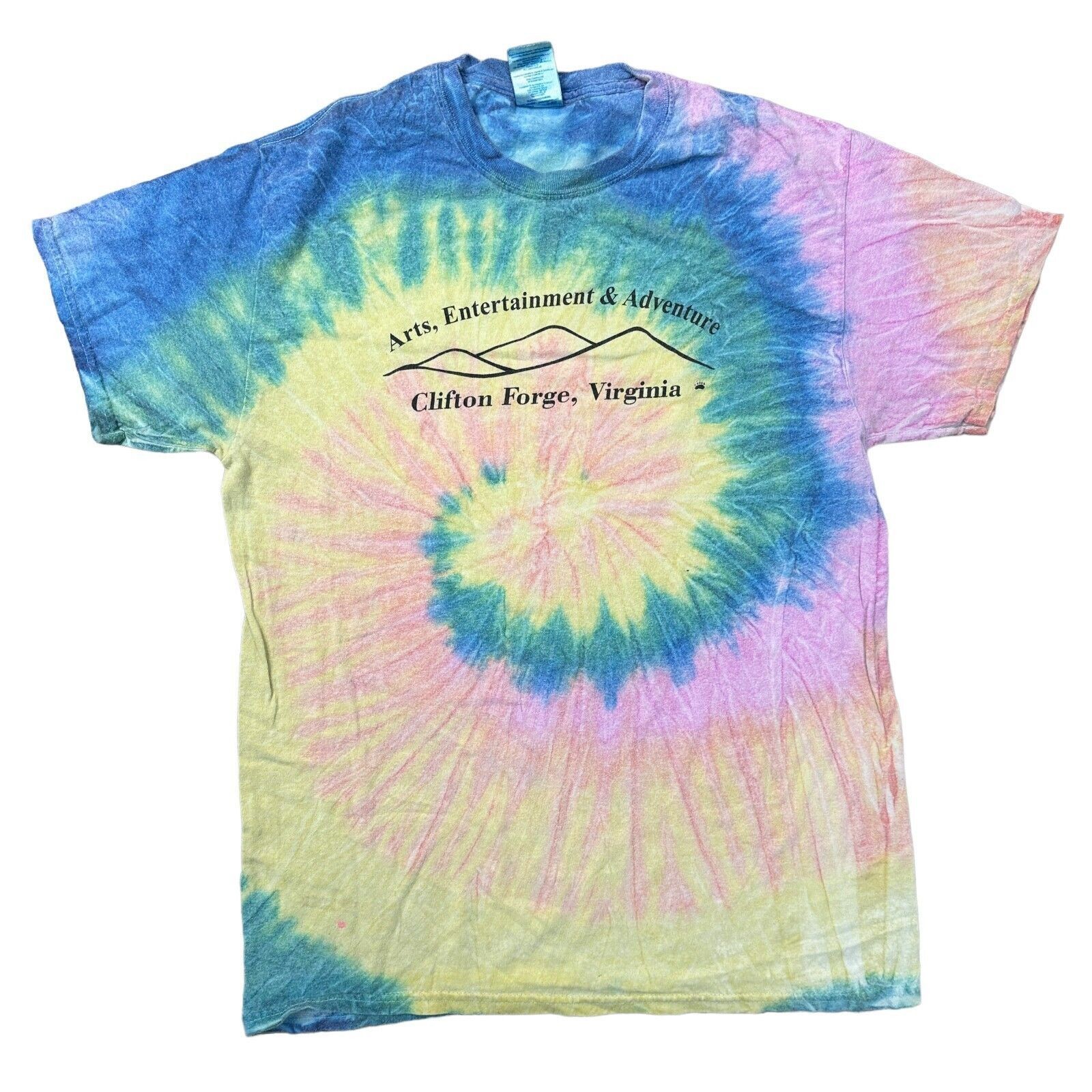Gildan Tie Dye T-Shirt Graphic Print Multicoloured Mens Medium