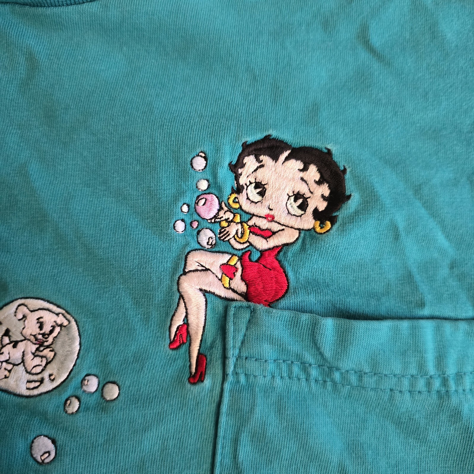 Vintage Betty Boop Shirt Medium Embroidered 90s MGM Grand Exclusive Pudgy