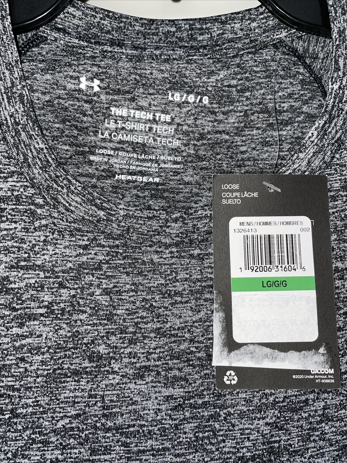 Under Armour 1326413-002 Men’s Black/Graphite UA Tech 2.0 Training T-Shirt LARGE