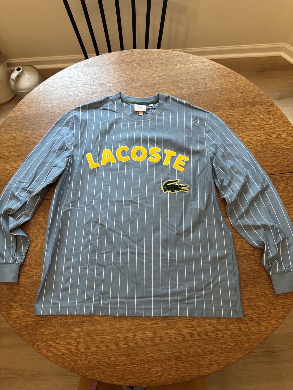 Lacoste Live men’s big logo long sleeve shirt SZ L Blue White