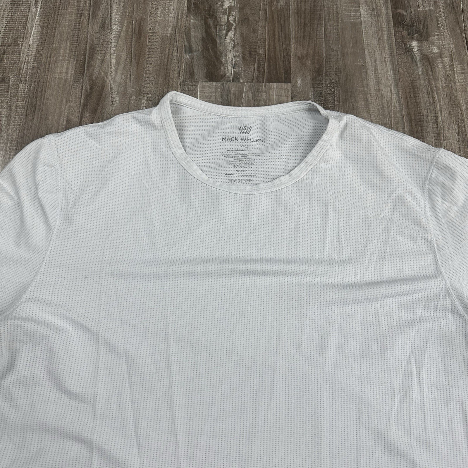 Mack Weldon Men’s Performance Crew Neck T-Shirt Large White Short Sleeve Waffle