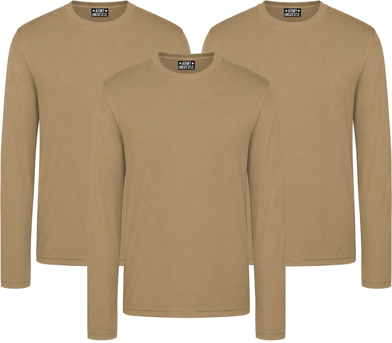 100% Polyester Moisture Wicking Lightweight Tactical Long Sleeve T-Shirts 3 Pack
