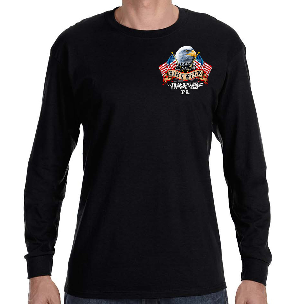 Long Sleeve 2026 Bike Week Daytona Beach America Strong No Harley