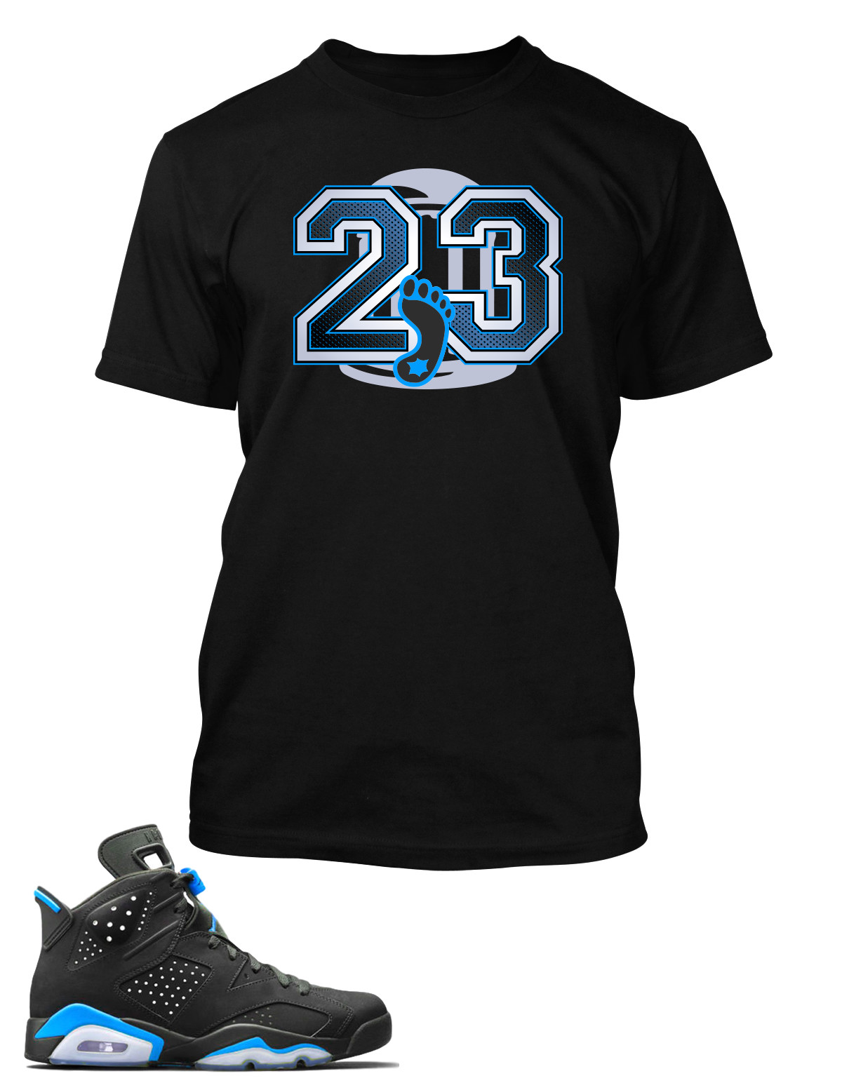 UNC 23 Tee Shirt To Match J6 Shoe Men’s Big Graphic Bell Pro Club Shaka RTP