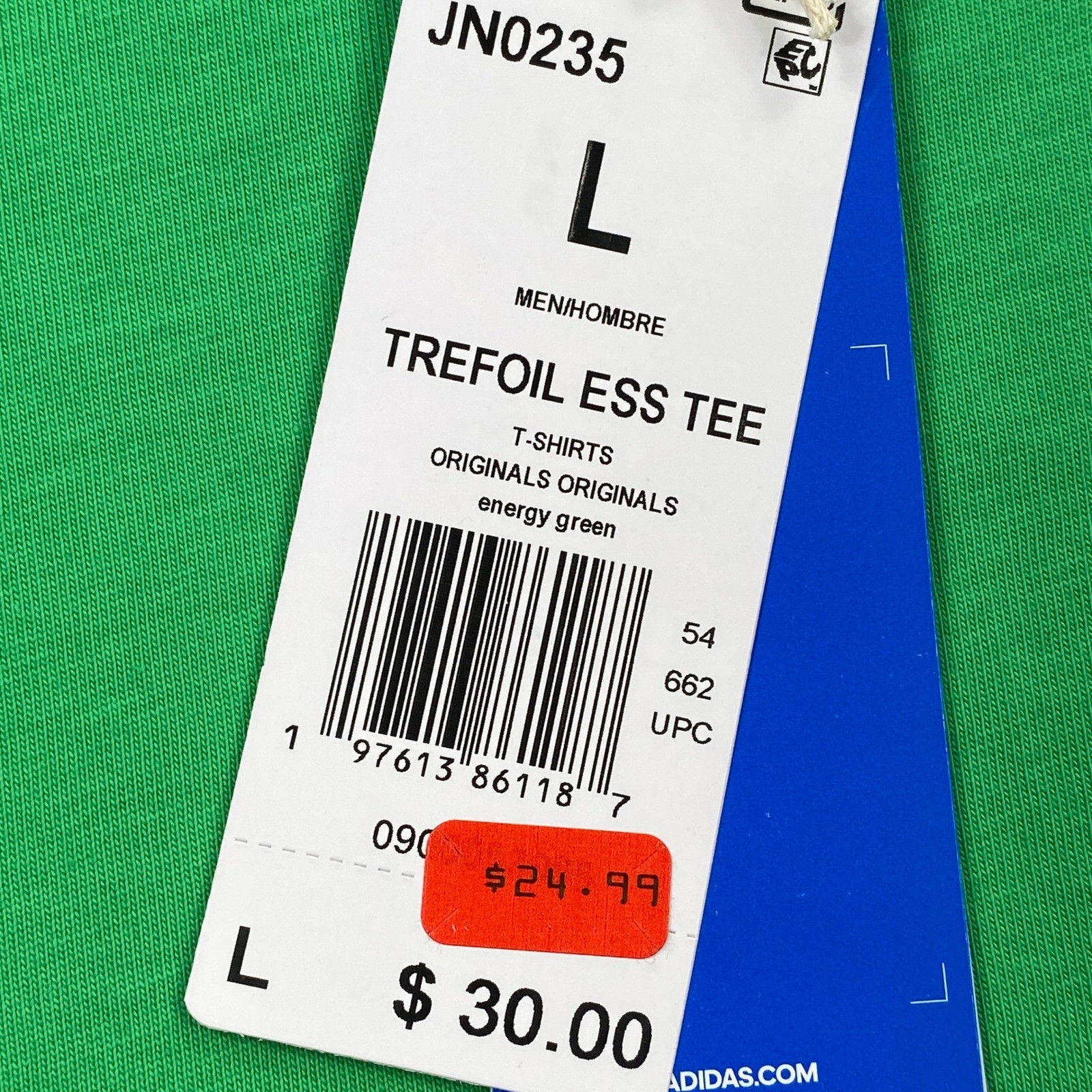 Adidas Mens Trefoil Ess Tee T Shirt Energy Green Logo Size L New