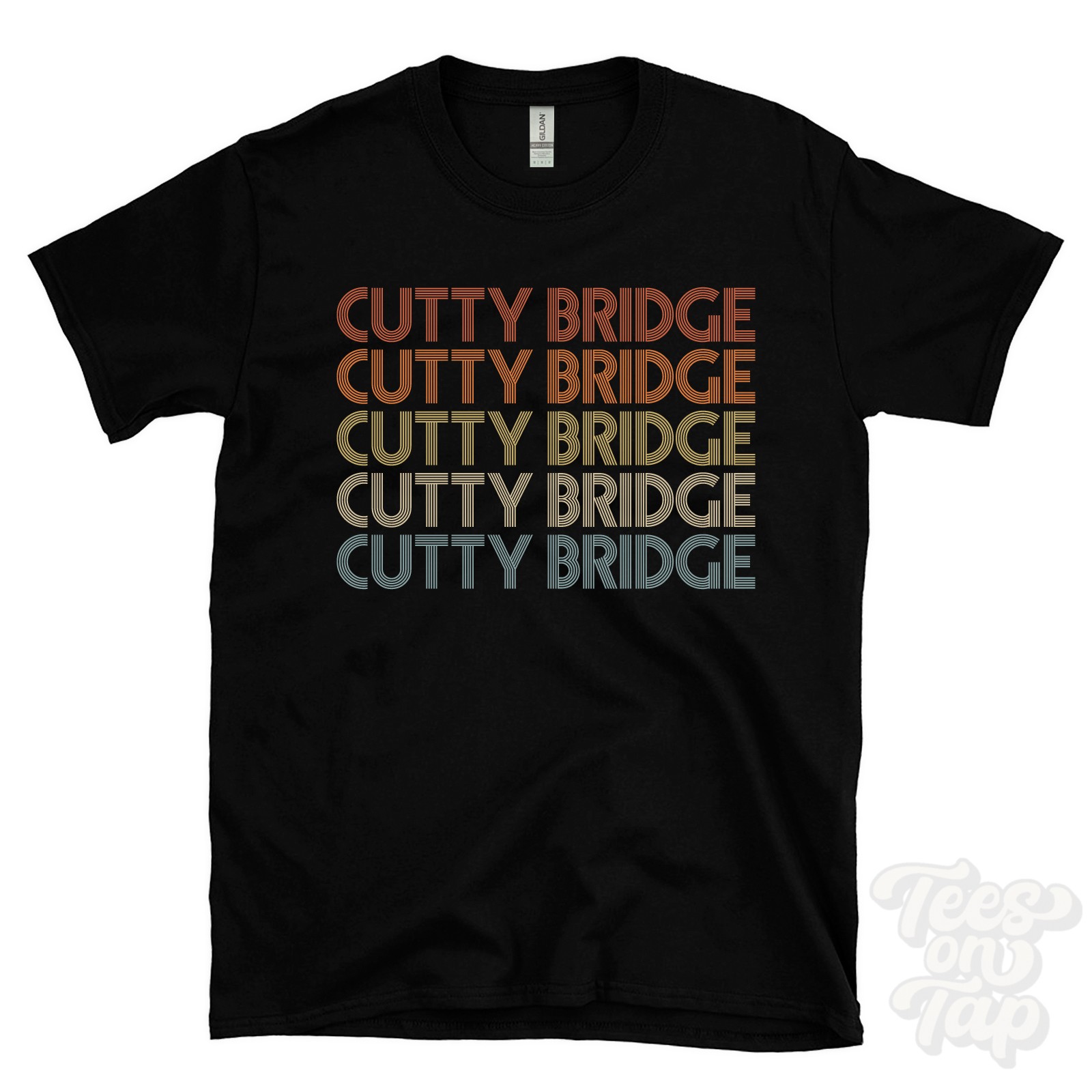 CUTTY BRIDGE REPEATED RETRO STYLE T-SHIRT mens & womens uk place name gift
