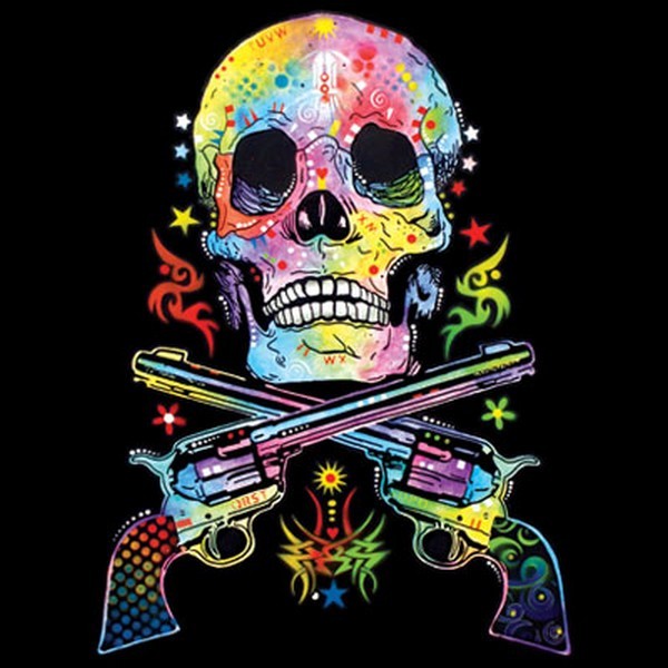 Skull & Guns Neon Tee Choose Style & Size Up to 4XL Glows w/ Blacklight 10493